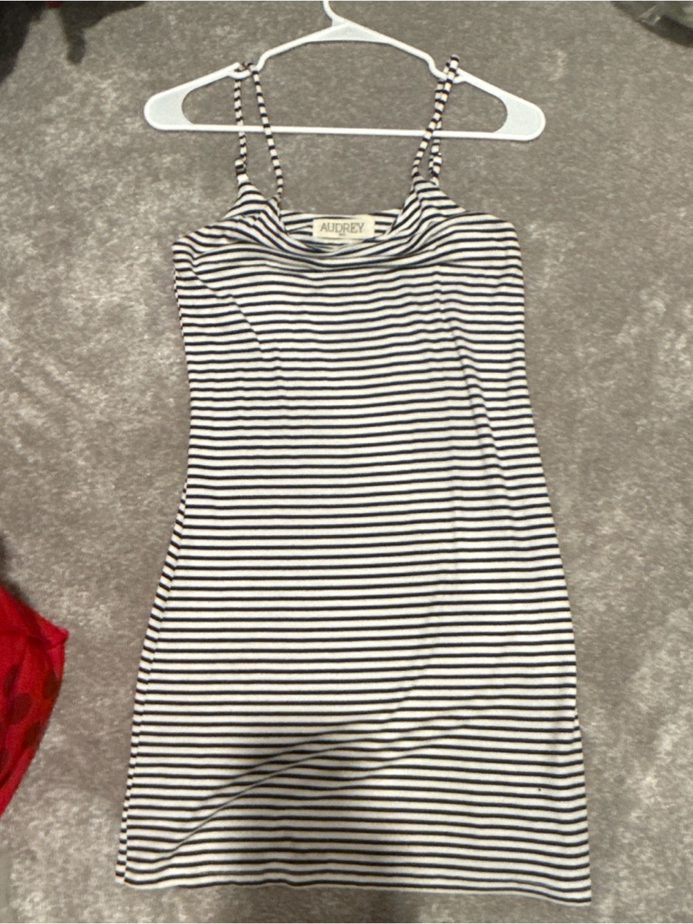 audrey Black & White Striped Spaghetti Strap Mini Dress